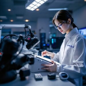 Una esteticista aplicando crioterapia facial a un cliente, representando una de las tendencias estética 2025 que se enseña en nuestro curso.